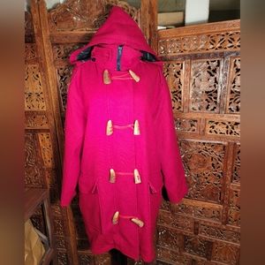 Vintage Union Made American Eagle Outfitters Bright Red Wool Coat, Size Large